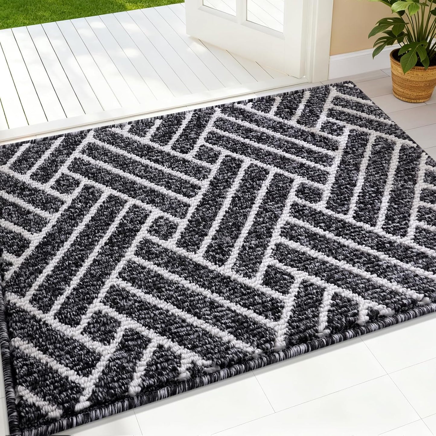 OLANLY Indoor Door Mat - Dirt Resistant & Absorbent | Non-Slip Rubber Backing, 32x20 Inch, Black