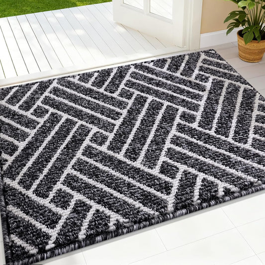 OLANLY Indoor Door Mat - Dirt Resistant & Absorbent | Non-Slip Rubber Backing, 32x20 Inch, Black