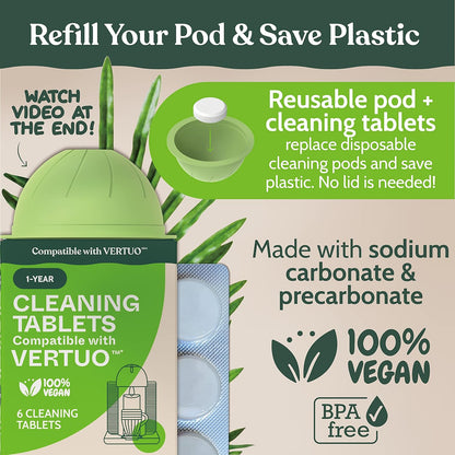 Roobi Nespresso Compatible Vertuo Cleaning & Descaling Kit - 6 Month Supply with Solution & Tablets