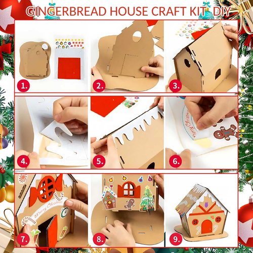 JeVenis Gingerbread House Craft Kit - DIY 3D House Building Kit for Kids | Perfect for Christmas & New Year Decor
