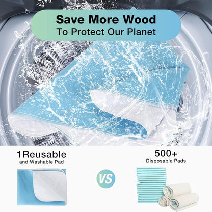 Regine Switzerland Washable Waterproof Bed Pads - Incontinence Protection, 52" x 34" (2 Pack) for Kids, Adults & Pets