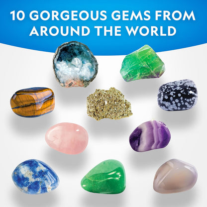 National Geographic Gemstone Dig Kit - Discover 10 Real Gemstones & Crystals | Fun Science Kit for Kids