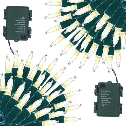 50 16FT LED Christmas String Lights - Battery Operated for Indoor/Outdoor Holiday Decor | Warm White
