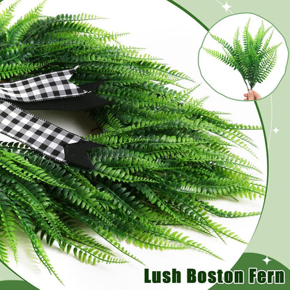 Skiennix 22" Boston Fern Leaf Wreath - Spring & Summer Greenery for Front Door Decor
