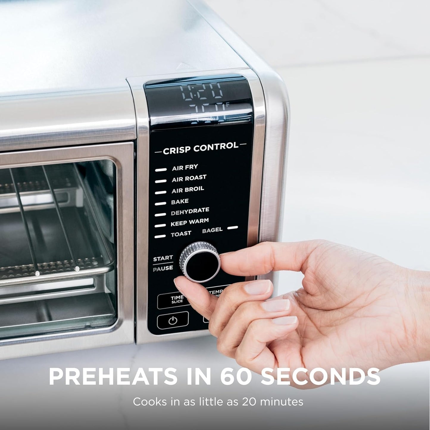 Ninja Digital Air Fryer & Toaster Oven - 8-in-1 Functionality | XL Capacity | Flip-Up Design | 1800 Watt | Silver