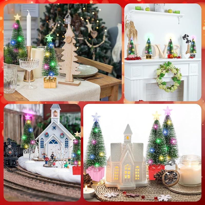 4Pcs Mini Christmas Tree with Lights 7.1" Tabletop LED Christmas Decor – 4 Pack (Variation: 4)