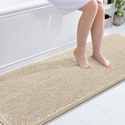 OLANLY Bathroom Rugs 70x24, Extra Soft Absorbent Chenille Bath Rugs, Rubber Backing Quick Dry, Machine Washable Bath Mats for Bathroom Floor, Tub and Shower, Home Decor Accessories, Sand