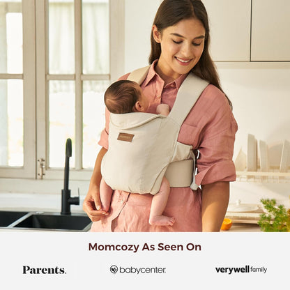 Momcozy Newborn Carrier WeeSnug - Lightweight, Ergonomic Comfort for 7-25 lbs | Hands-Free Support in Khaki