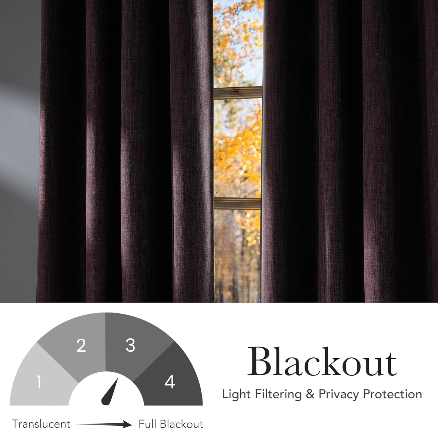 NICETOWN Blackout Curtains - Short Faux Linen in Greyish Purple | 63 Inches Long, Easy Care Grommet Top, 2 Panels