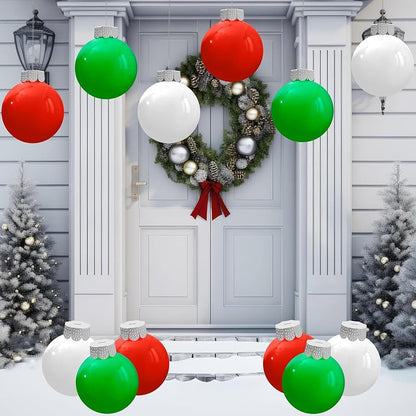 18 Pcs 9-Inch Outdoor Christmas Inflatable Balls for Yard, Porch, Garden - Blue, Red, Green