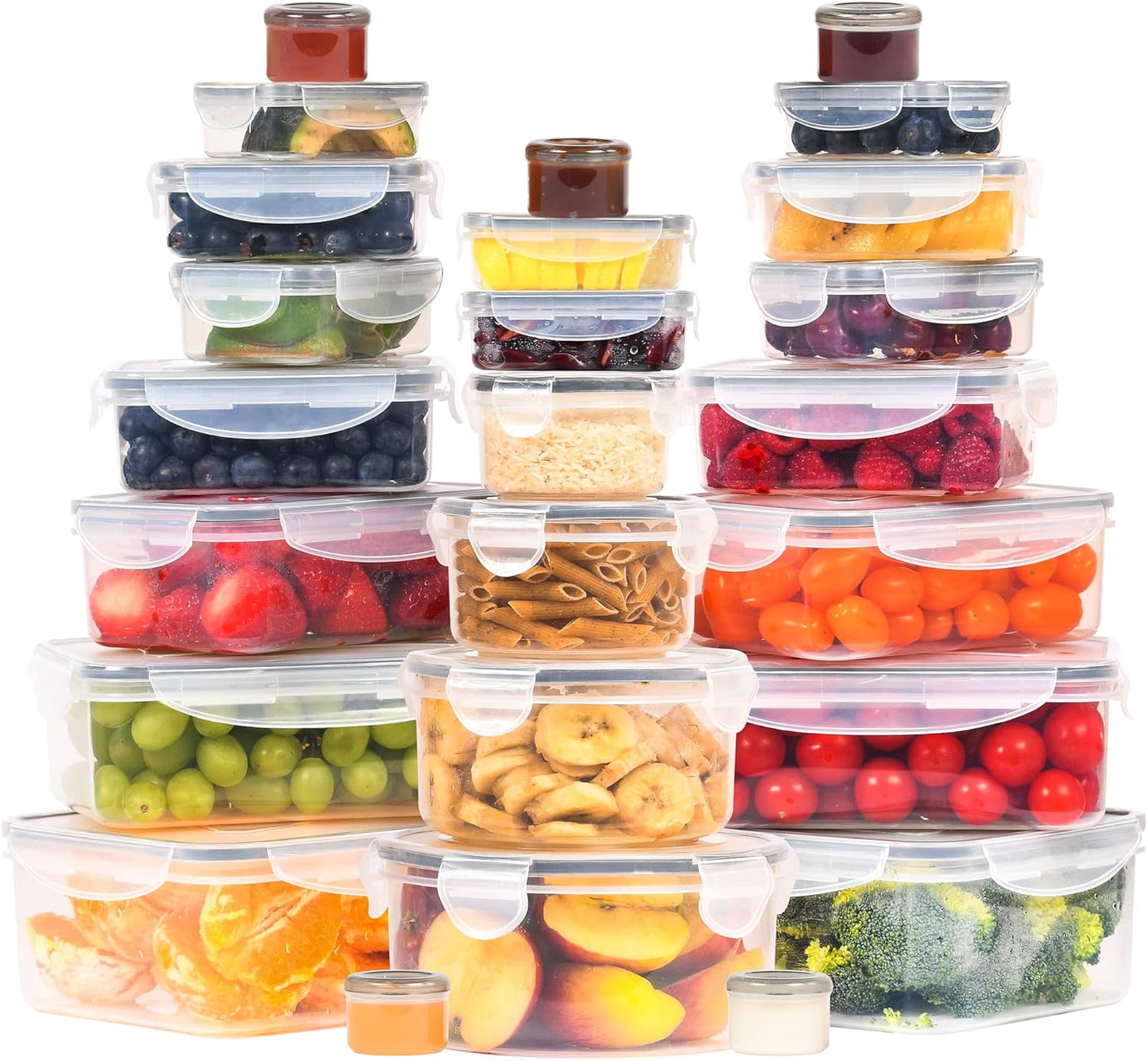 RockBerry 50 Pcs Airtight Food Storage Containers Set | 85 OZ Large & Small | BPA Free, Leak Proof, Stackable