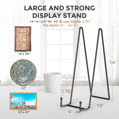 TR-LIFE 14 Inch Heavy Duty Plate Stand | Metal Display Easel for Large Plates & Frames (2 Pack)