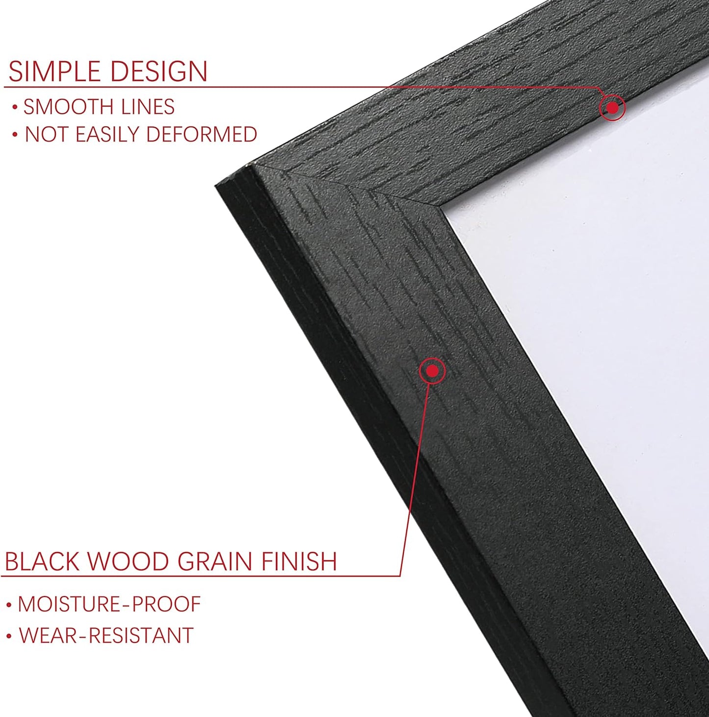 PEALSN 8x10 Picture Frame Set of 6 - Display 5x7 with Mat or 8x10 Without Mat in Black Woodgrain