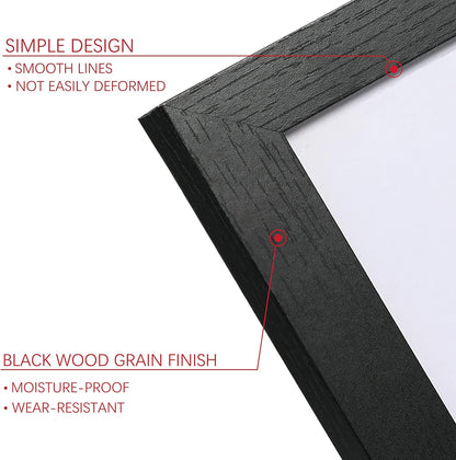 PEALSN 8x10 Picture Frame Set of 6 - Display 5x7 with Mat or 8x10 Without Mat in Black Woodgrain