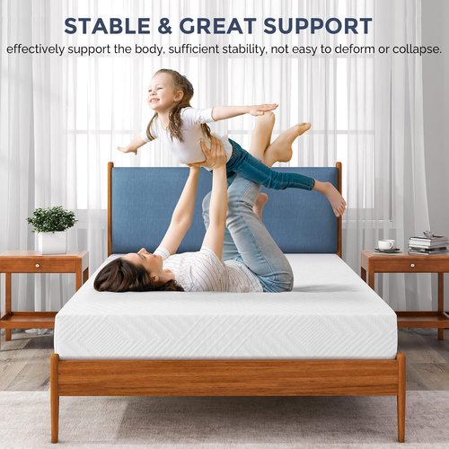 Green Tea Gel Infused Twin Mattress by [Brand Name] - 8-Inch Medium-Firm Memory Foam for Cool Sleep & Pressure Relief
