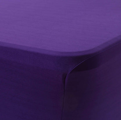 Obstal 6ft Spandex Table Cover for Standard Folding Tables - 2 Pack- Rectangular Fitted Tablecloth for Halloween Party Holiday Decorations, 72L x 30W x 30H Inches, Dark Purple