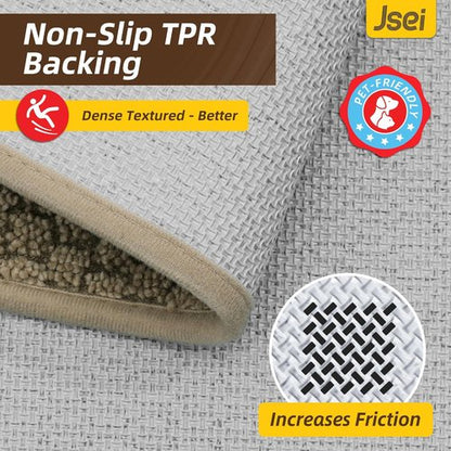 JSEI Dirt Trapper Door Mat - Non-Slip, Washable & Stain-Resistant Entryway Rug | 32"x48", Beige