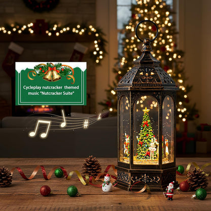 Skiennix Musical Lighted Christmas Tree Snow Globe - 12.8'' Rotating Nutcracker Scene with Glitter