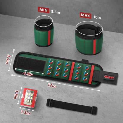 UUP Magnetic Wrist Band - LED Light Tool Holder for Screws & Nails | Adjustable Gift for Men, Dad, Mechanic