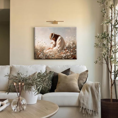Jesus and the Lamb Canvas Wall Art - Christian Decor with Framed Religious Imagery for Home