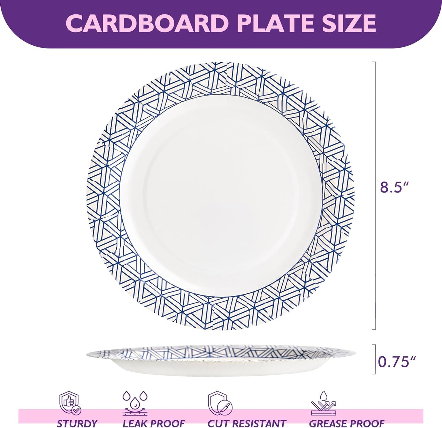 Regine Switzerland Disposable Paper Plates - Heavy Duty 8.5 Inch, Soak Proof, 300 Count for Parties & Picnics