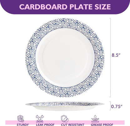 Regine Switzerland Disposable Paper Plates - Heavy Duty 8.5 Inch, Soak Proof, 300 Count for Parties & Picnics