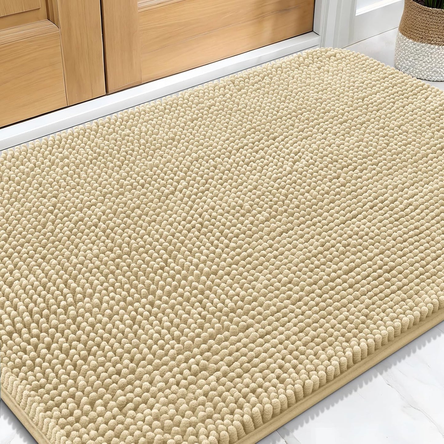 OLANLY Dog Door Mat - Absorbent Non-Slip Chenille Mat for Muddy Paws | 34x21 Inches, Quick Dry, Indoor Use