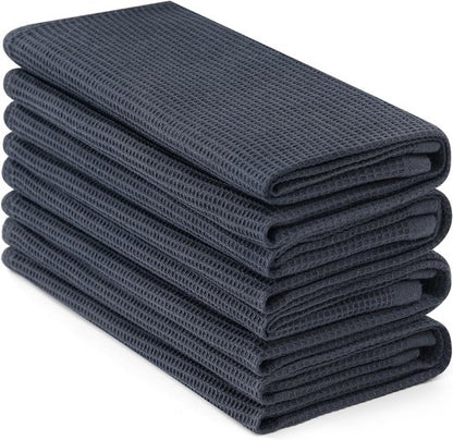 Homaxy 100% Cotton Waffle Weave Kitchen Towels - Soft, Absorbent 4-Pack - Quick Dry 16 x 26 Inches - Dark Grey