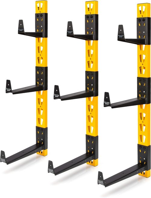DEWALT 3-Piece Wall Mount Cantilever Storage Rack - Heavy-Duty Wood & Lumber Organizer | Supports 273 lbs