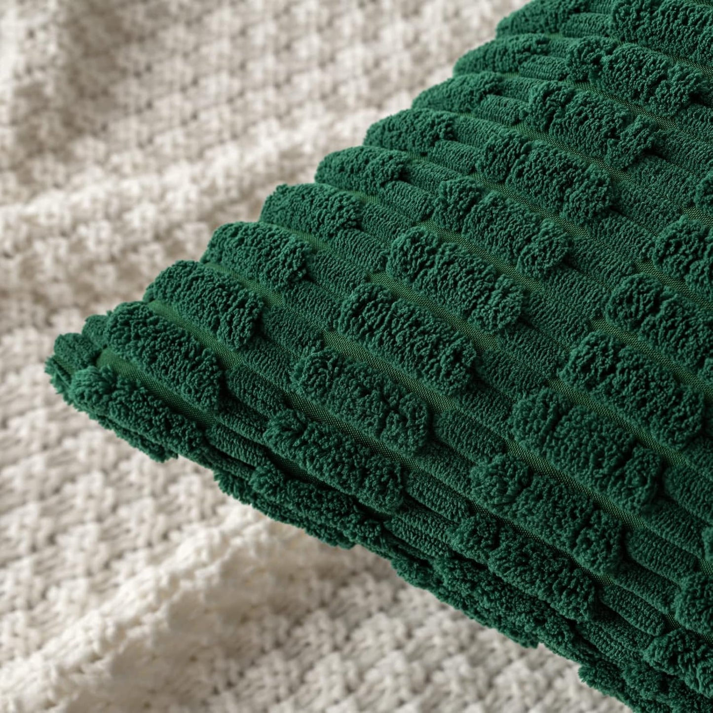 MIULEE Decorative Pillow Covers - Soft Dark Green Corduroy, 20x20 Inch | Boho Striped Design for Modern Home Decor