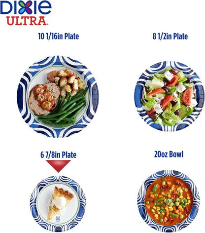 Dixie Ultra Small Paper Plates - Heavy Duty, Microwave-Safe & Soak-Proof | 6 7/8" Inch, 44 Count