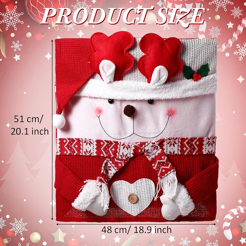 Classic Christmas 4-Pack Chair Back Covers Set – Santa, Snowman, Reindeer, 50 x 60 cm