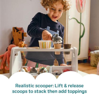 Melissa & Doug Wooden Ice Cream Counter - Pretend Play Store with 28 Accessories for Kids 3+
