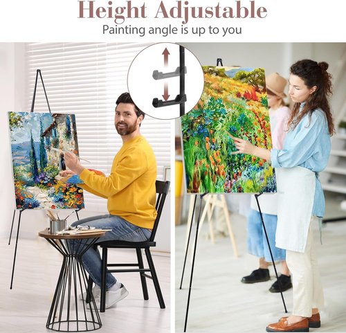 AZEAM 63" Portable Easel Stand - Adjustable Black Metal Display for Painting & Signs | 3 Pack