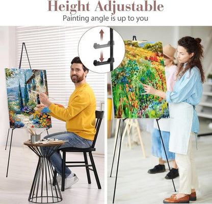 AZEAM 63" Portable Easel Stand - Adjustable Black Metal Display for Painting & Signs | 3 Pack