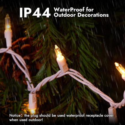 Dirnun Christmas Lights - 100 Count Clear White Incandescent Connectable Lights | UL Certified for Indoor & Outdoor Use