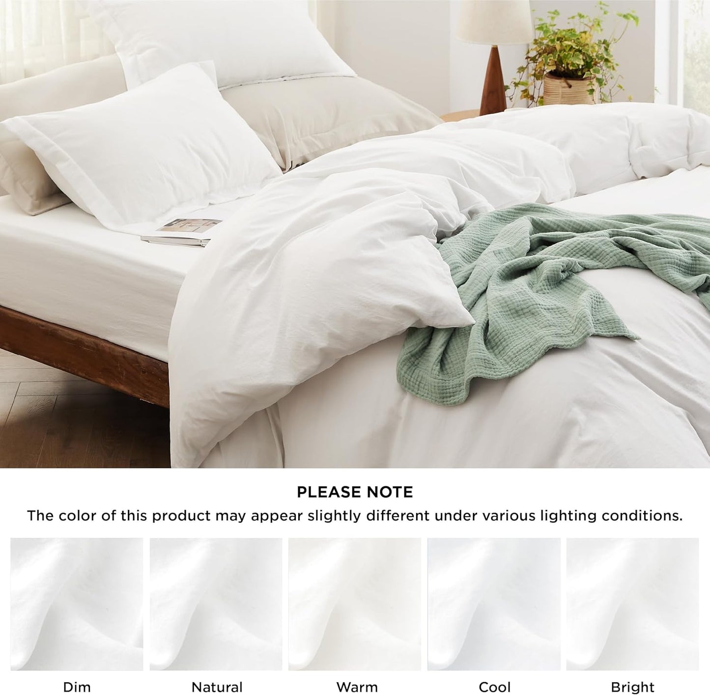 Bedsure Duvet Cover Set - King Size 4-Piece Extra Soft Cotton-Like Bedding in White | Includes Zipper Closure Duvet Cover 104x90 Inches, 2 Pillow Shams & Fitted Sheet