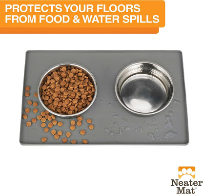 Neater Pet Brands Neater Mat | Waterproof BPA-Free Silicone Pet Food Mat - 19" x 12", Gunmetal Grey
