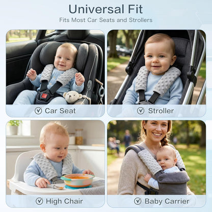 Pro Goleem Car Seat Strap Covers - Soft Shoulder Pads for Babies | Universal Fit, Gray