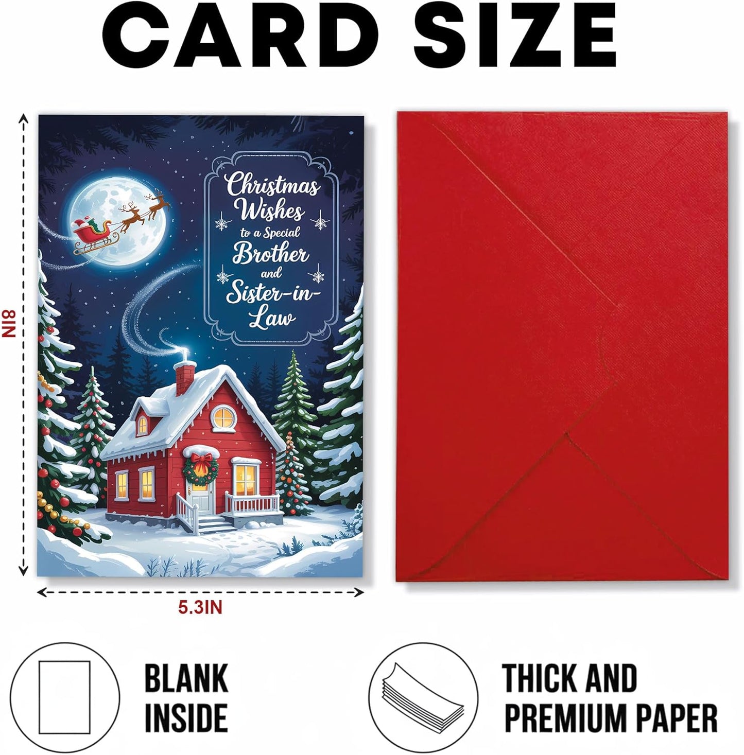 Regine Switzerland Christmas Card - Cozy Winter Cottage Design for Brother & Sister-in-Law | 5.3''x8'' with Red Envelope