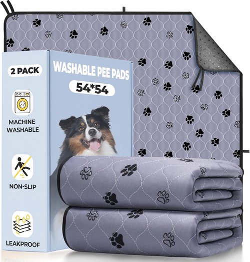 Fostanfly Washable Dog Pee Pads - Super Absorbent & Leak-Proof | Extra Large 54"x54" - 2 Pack