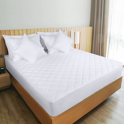 Utopia Bedding Quilted Fitted Mattress Pad, King Size, Elastic Fitted Mattress Topper Protector and Cover with Deep Pocket Stretches up to 16 Inches, Machine Washable (White)