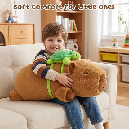 30-Inch Giant Capybara Plush Pillow - Large Capybara Stuffed Animal, Variation: Turtle Capybara