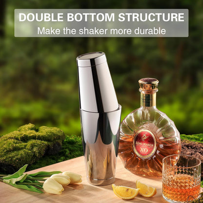 WOTOR Boston Cocktail Shaker Set, 18 oz & 28 oz Stainless Steel Weighted Shaker Tins, Metal Martini Shaker Drink Mixer for Bartending, professional Bar Tools for Bartender