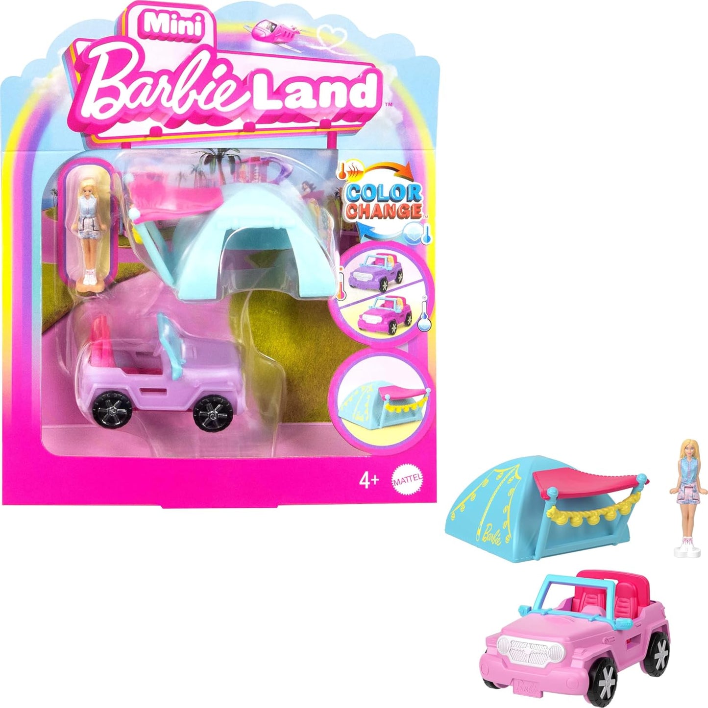 Barbie Mini BarbieLand Playsets - SUV Toy Vehicle with Color-Change Surprise & 1.5-Inch Doll