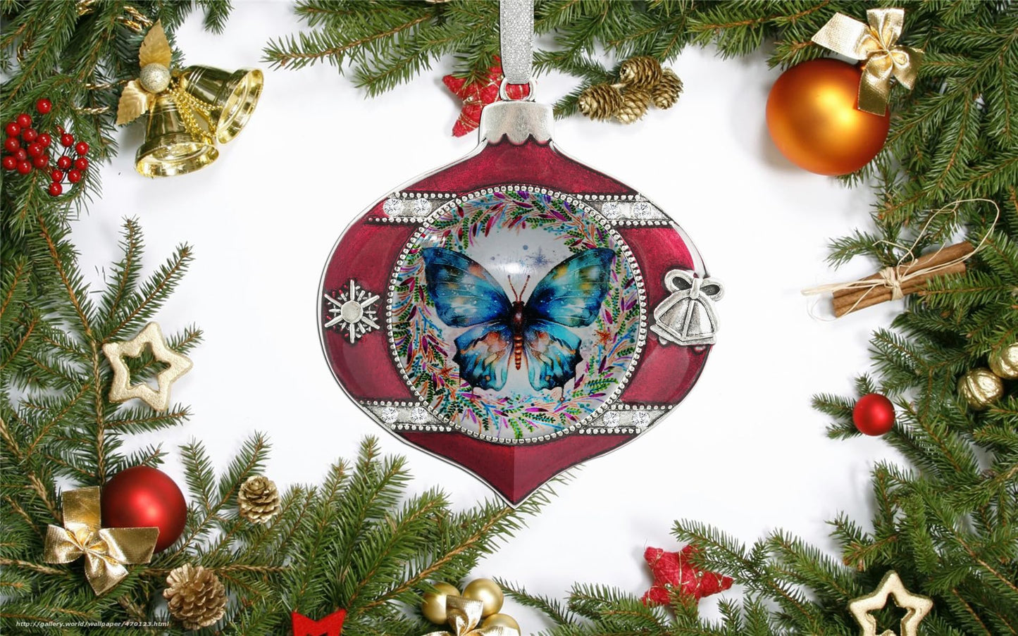 FQJNS Annual Edition Little Butterfly on Christmas Background Christmas Ornament Holidays Ornaments Creative Glass Ornament Christmas Tree Home Decoration