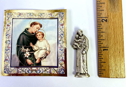 St. Anthony Mini Saint Gift Set - Tiny 1-Inch Statue with Prayer Card | Perfect Religious Gift