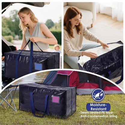 6 Pack Extra Large Heavy Duty Moving Bags with Reinforced Zipper & Wide Handles, Moisture-Resistant Storage Bins Packing Cubes for Clothes, College Dorm, Travel, and Home Organization, Dark Blue