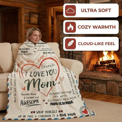 Mothers Day Blanket, Super Soft Throw Blanket,Mother's Day,Anniversary and Birthday Gifts for Mom from Daughter Son, Warm Personalized (60x80)