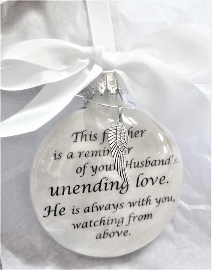 Memorial Christmas Ornament Husband's Unending Love Sympathy Gift